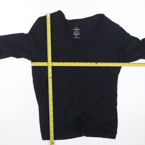 Sweaty Betty Womens Black V-Neck Long Sleeve Stretch Top Size M