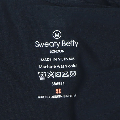 Sweaty Betty Womens Black V-Neck Long Sleeve Stretch Top Size M