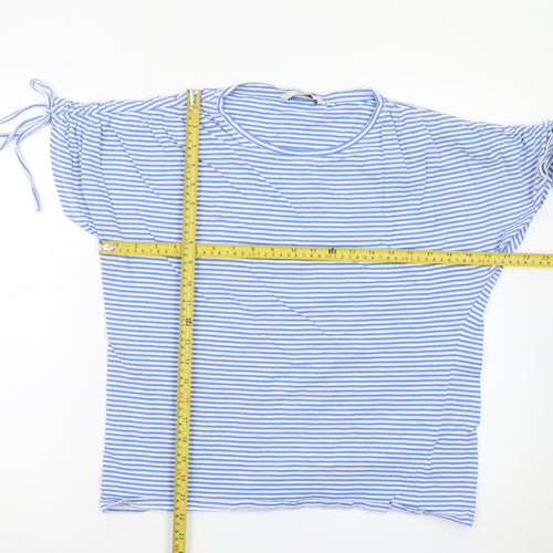 ISLE ESSENTIALS Women's Blue Striped Short Sleeve Cotton T-Shirt Size S