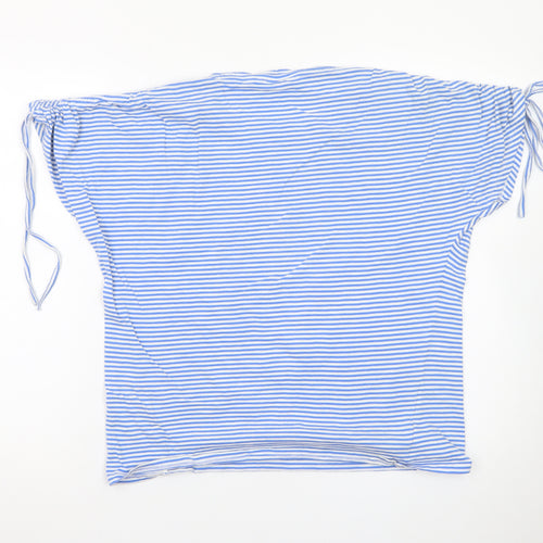 ISLE ESSENTIALS Women's Blue Striped Short Sleeve Cotton T-Shirt Size S