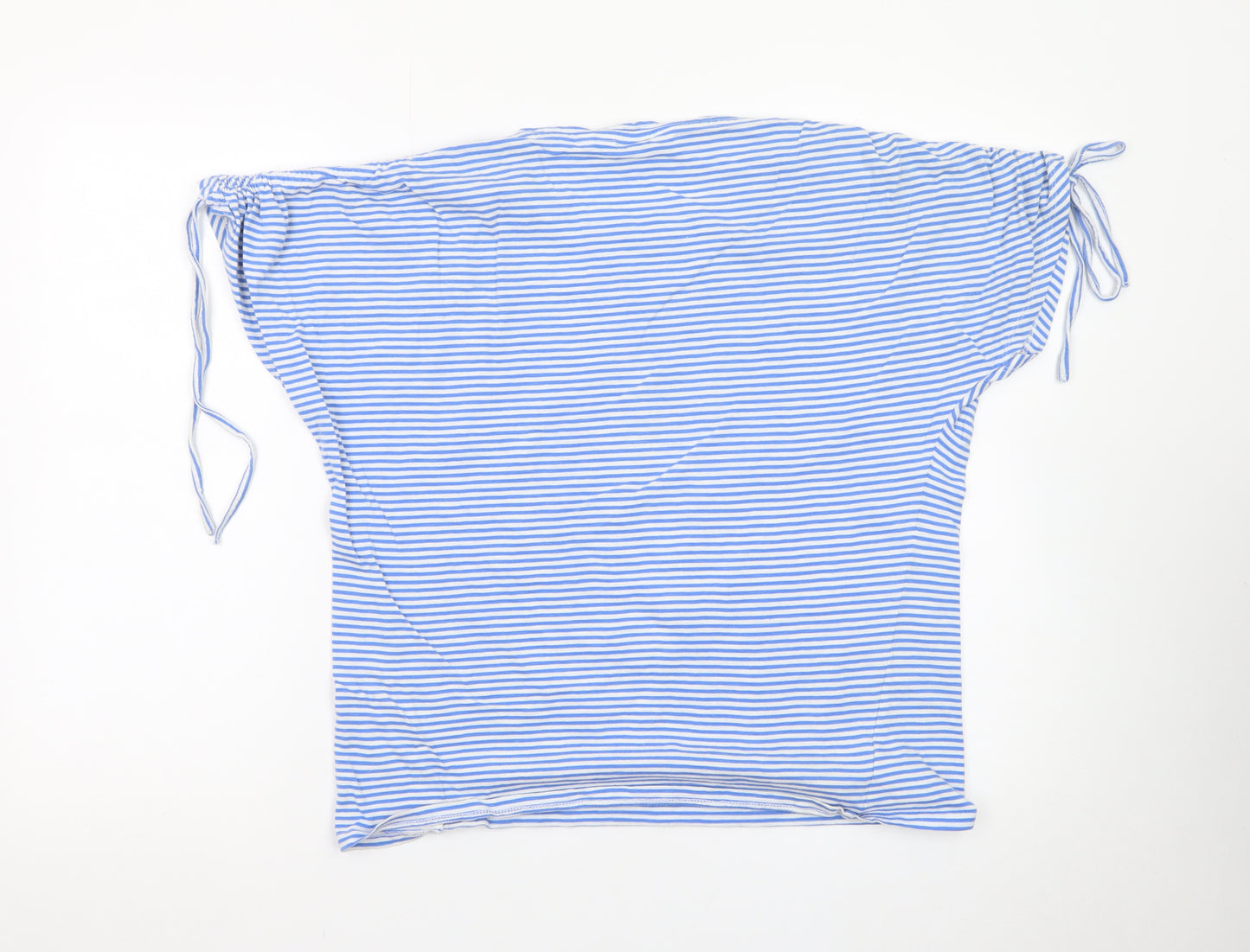 ISLE ESSENTIALS Women's Blue Striped Short Sleeve Cotton T-Shirt Size S