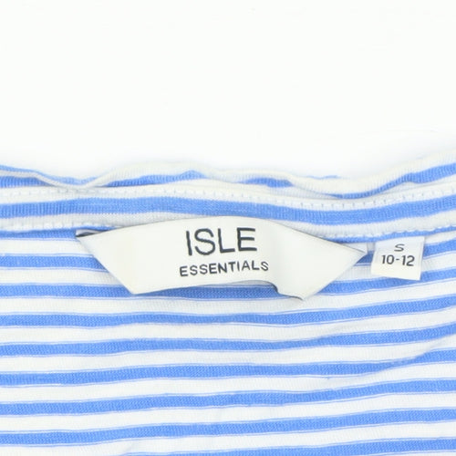 ISLE ESSENTIALS Women's Blue Striped Short Sleeve Cotton T-Shirt Size S