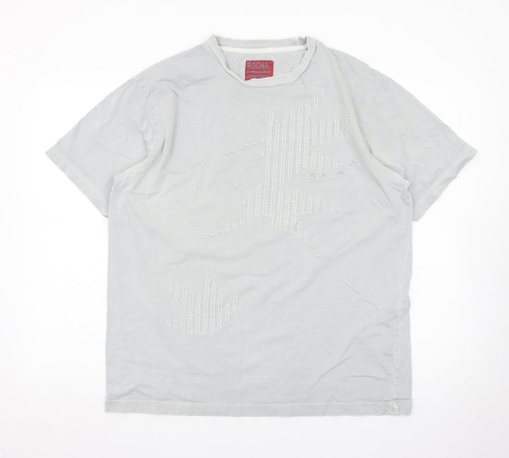 John Rocha Men's Grey Short Sleeve Crew Neck T-Shirt Size L
