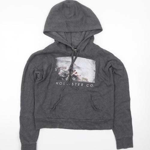 Hollister Women Grey XS Pullover Hoodie with Graphic Print