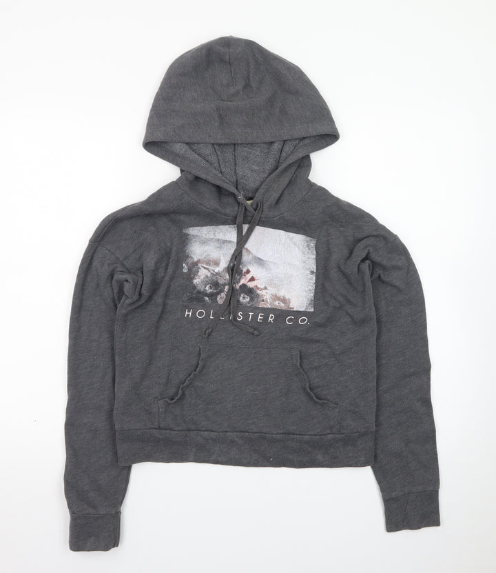Hollister Women Grey XS Pullover Hoodie with Graphic Print