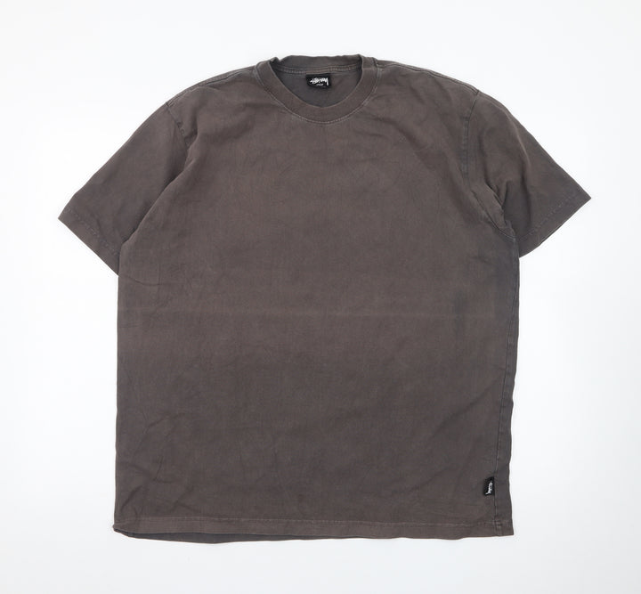 Stussy Men's Brown Cotton Crew Neck Short Sleeve T-Shirt L