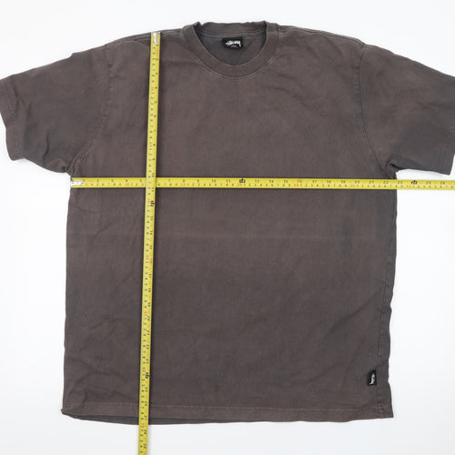 Stussy Men's Brown Cotton Crew Neck Short Sleeve T-Shirt L