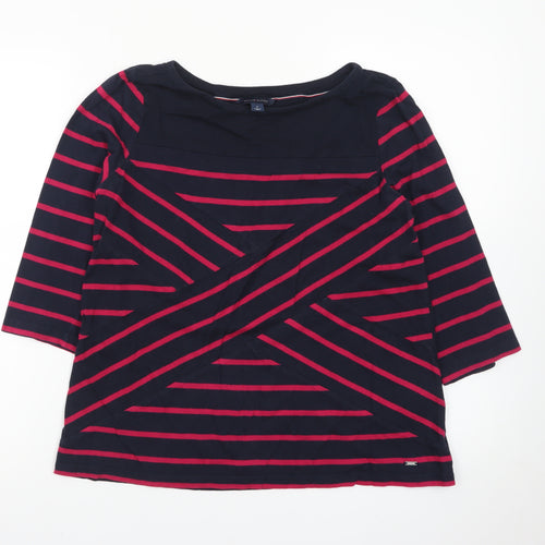 Tommy Hilfiger Women Navy & Pink Striped 3/4 Sleeve Top Size M