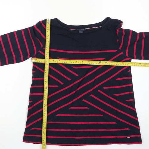 Tommy Hilfiger Women Navy & Pink Striped 3/4 Sleeve Top Size M