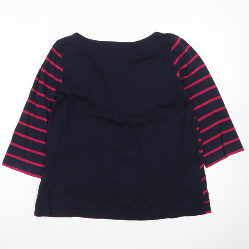 Tommy Hilfiger Women Navy & Pink Striped 3/4 Sleeve Top Size M