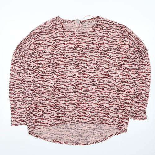 Soyaconcept Women’s Pink Animal Print Long Sleeve Jersey Blouse L