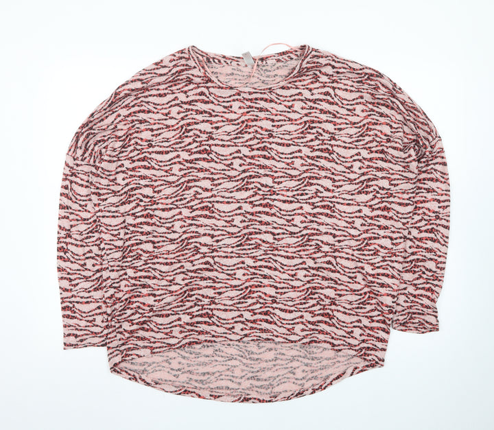 Soyaconcept Women’s Pink Animal Print Long Sleeve Jersey Blouse L