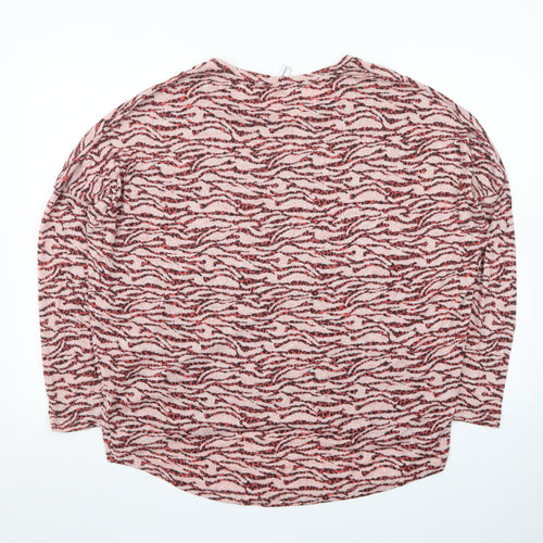 Soyaconcept Women’s Pink Animal Print Long Sleeve Jersey Blouse L