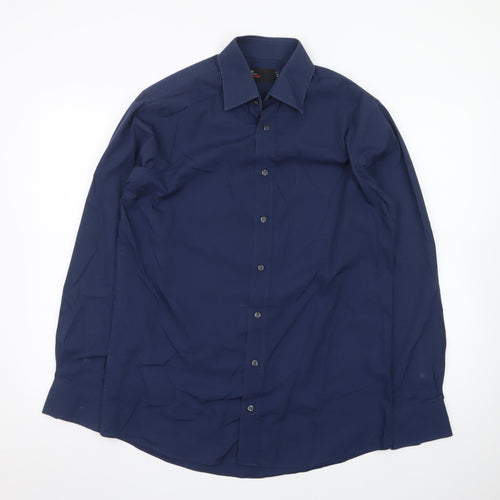 Marks and Spencer Men's Blue Easycare Classic Long Sleeve Dress Shirt Size 15/38