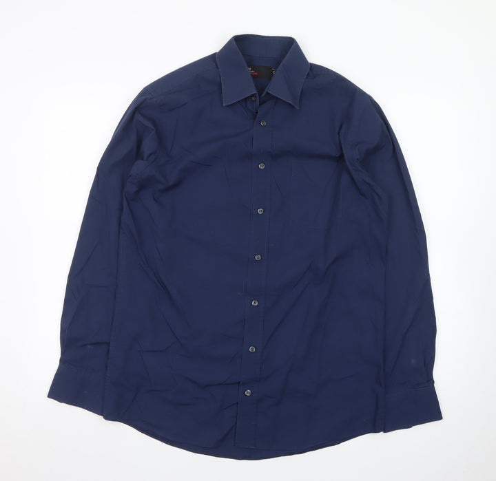 Marks and Spencer Men's Blue Easycare Classic Long Sleeve Dress Shirt Size 15/38