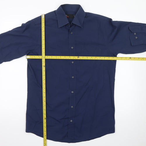 Marks and Spencer Men's Blue Easycare Classic Long Sleeve Dress Shirt Size 15/38