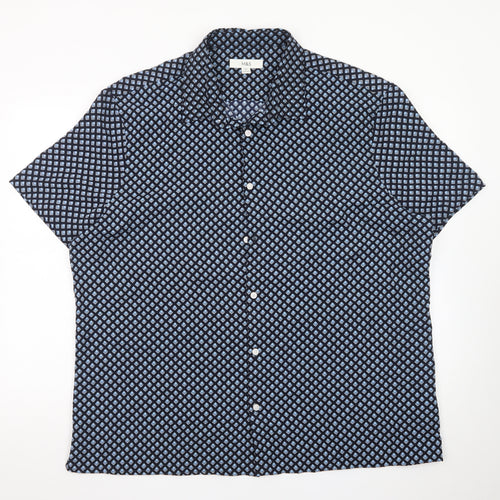 Marks and Spencer Men's Blue Geometric Short Sleeve 2XL Dress Shirt