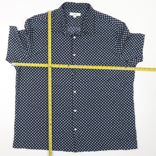 Marks and Spencer Men's Blue Geometric Short Sleeve 2XL Dress Shirt