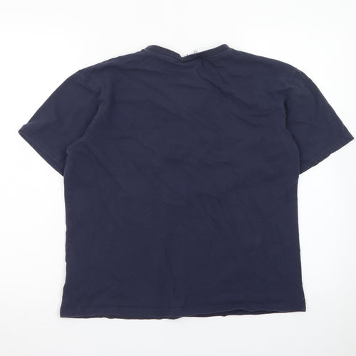 TOG24 Men’s Blue Henley Short Sleeve Cotton T-Shirt M Regular Fit