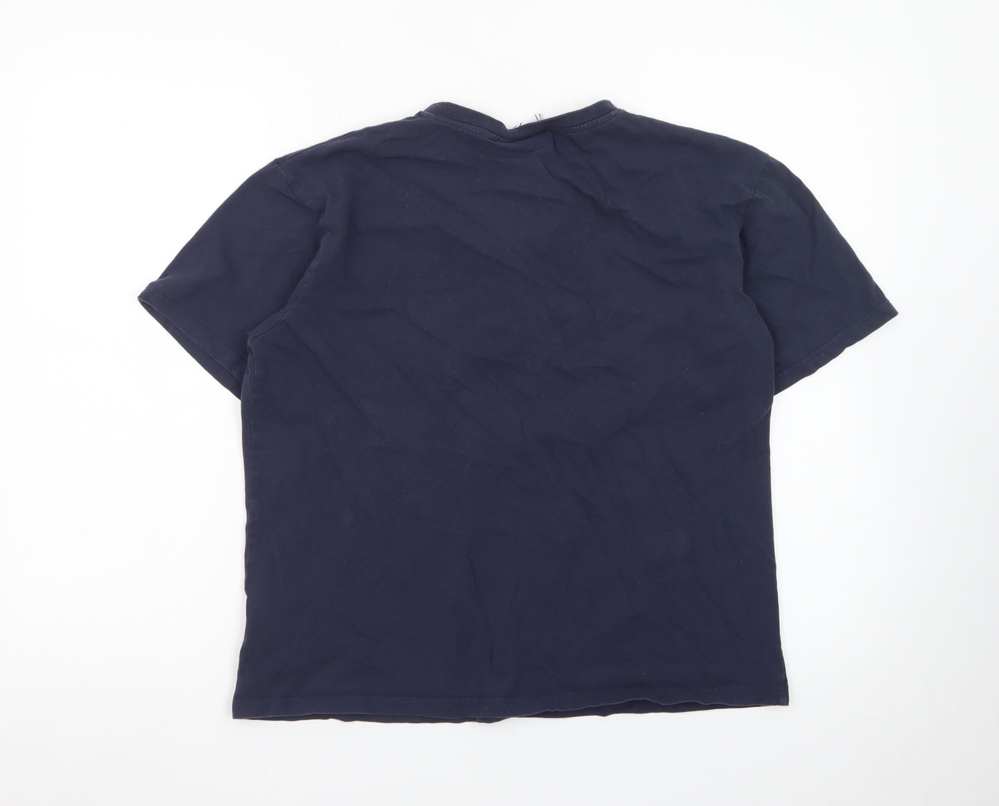 TOG24 Men’s Blue Henley Short Sleeve Cotton T-Shirt M Regular Fit