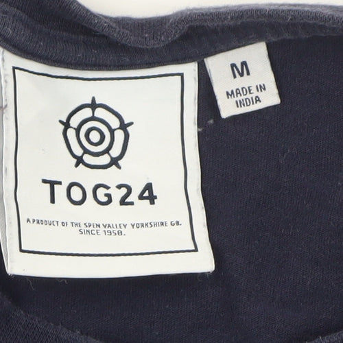 TOG24 Men’s Blue Henley Short Sleeve Cotton T-Shirt M Regular Fit