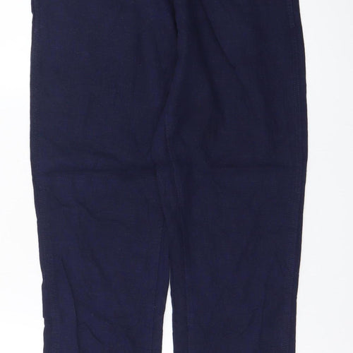 Next Women Navy Linen Blend Tapered Trousers Size 8R