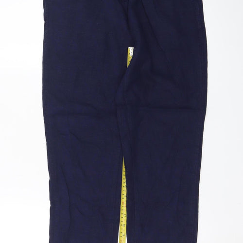 Next Women Navy Linen Blend Tapered Trousers Size 8R