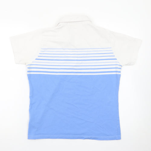 EWM Womens Blue White Striped Polo Shirt Size 14-16 Classic Fit