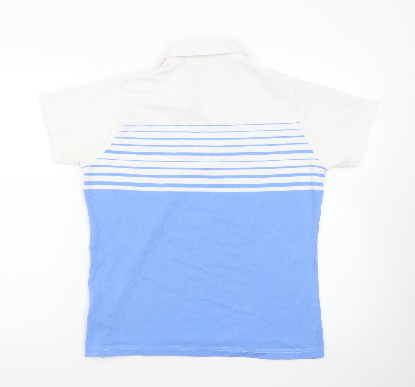 EWM Womens Blue White Striped Polo Shirt Size 14-16 Classic Fit