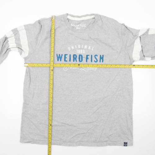 Weird Fish Men's Grey Long Sleeve Graphic T-Shirt 2XL Classic Fit