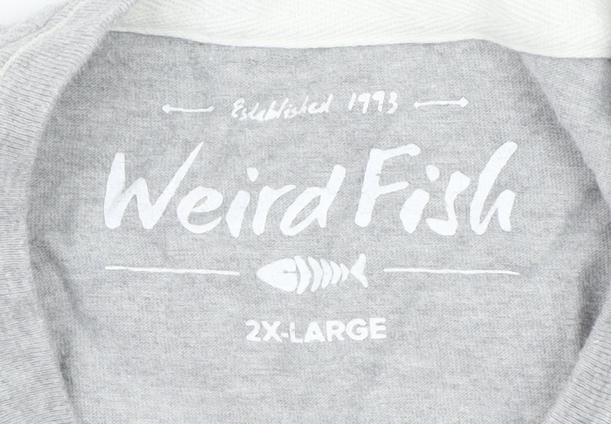 Weird Fish Men's Grey Long Sleeve Graphic T-Shirt 2XL Classic Fit