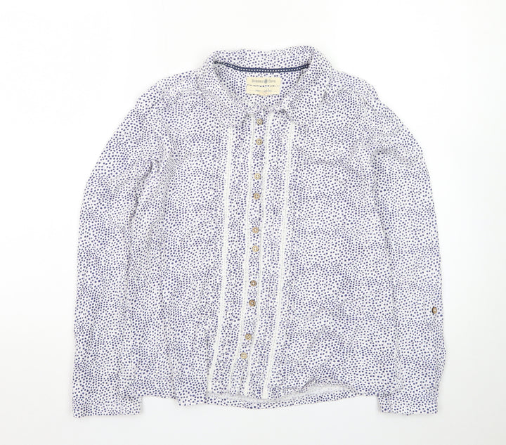 Beacon Cove Women's White Polka Dot Cotton Blouse Size 10