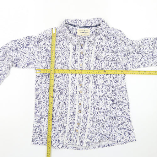 Beacon Cove Women's White Polka Dot Cotton Blouse Size 10