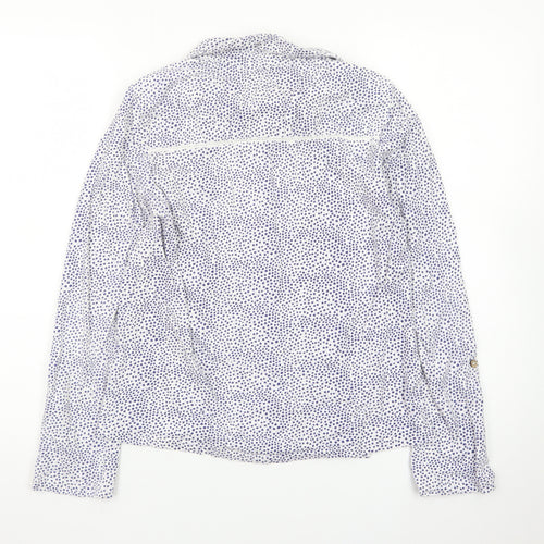 Beacon Cove Women's White Polka Dot Cotton Blouse Size 10