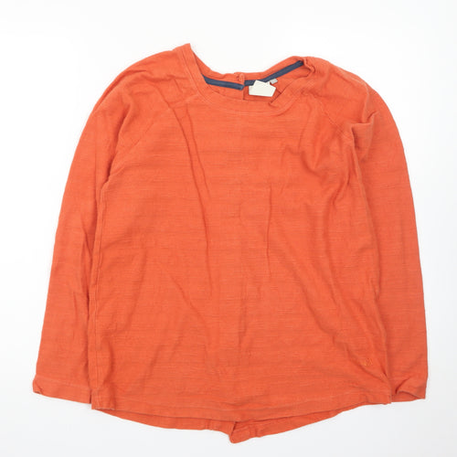 Weird Fish Women’s Orange Button-Up Long Sleeve Cotton Top Size 12