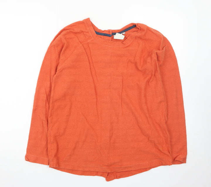 Weird Fish Women’s Orange Button-Up Long Sleeve Cotton Top Size 12