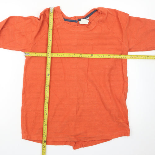 Weird Fish Women’s Orange Button-Up Long Sleeve Cotton Top Size 12
