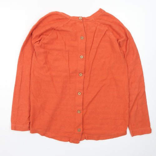 Weird Fish Women’s Orange Button-Up Long Sleeve Cotton Top Size 12