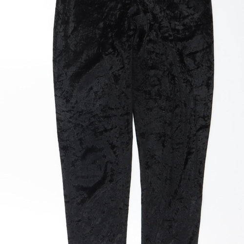 Topshop Women’s Black Crushed Velvet Stretch Leggings Size 12