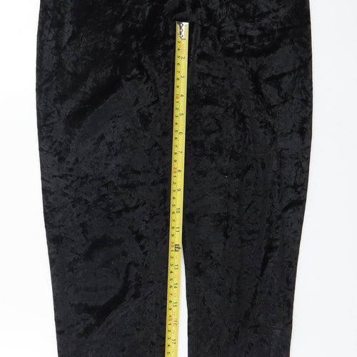 Topshop Women’s Black Crushed Velvet Stretch Leggings Size 12