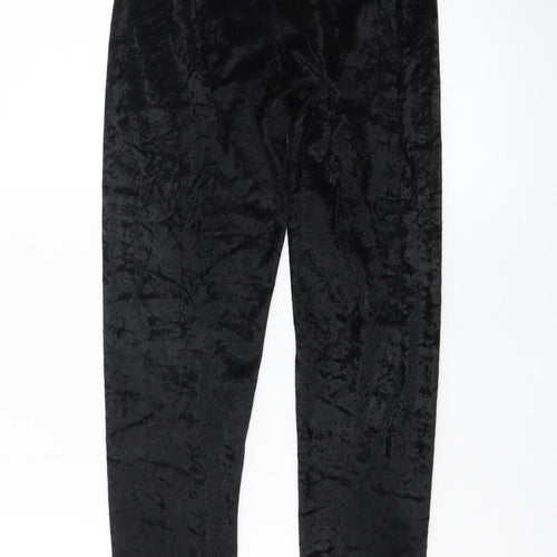 Topshop Women’s Black Crushed Velvet Stretch Leggings Size 12