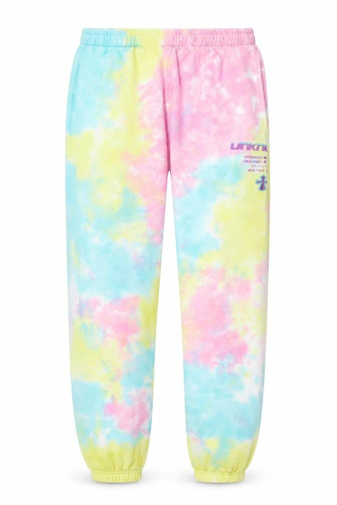 Front view of Unknown Women’s Multicoloured Tie-Dye Joggers, size M, Elastic Waist