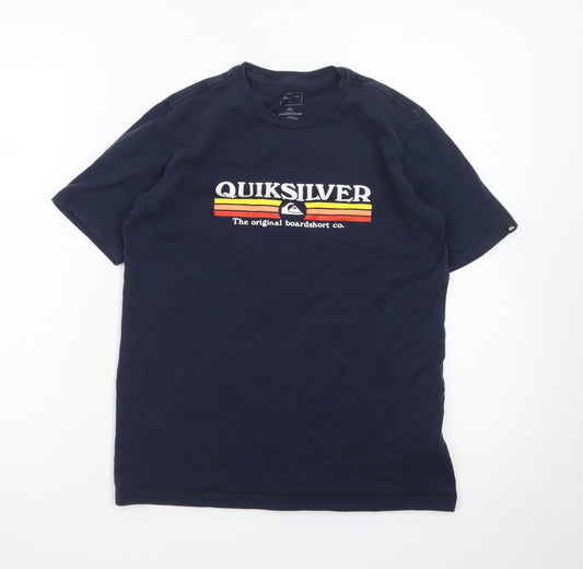 Quiksilver Men's Navy Blue Regular Fit Cotton T-Shirt Size L
