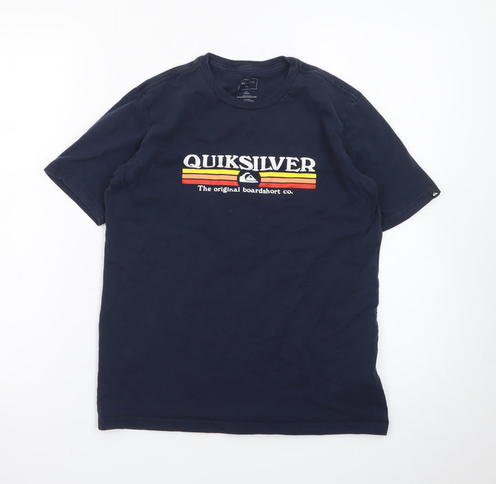 Quiksilver Men's Navy Blue Regular Fit Cotton T-Shirt Size L