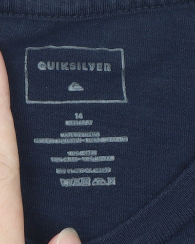 Quiksilver Men's Navy Blue Regular Fit Cotton T-Shirt Size L