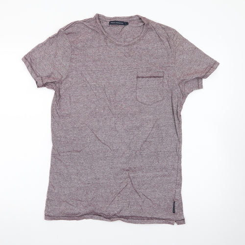 French Connection Men's Purple Marl Crew Neck Short Sleeve T-Shirt Size L