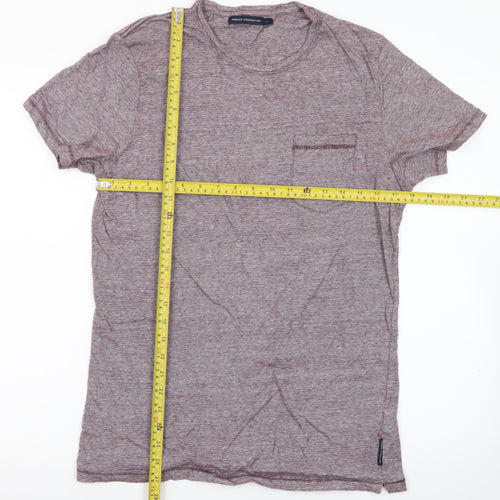 French Connection Men's Purple Marl Crew Neck Short Sleeve T-Shirt Size L