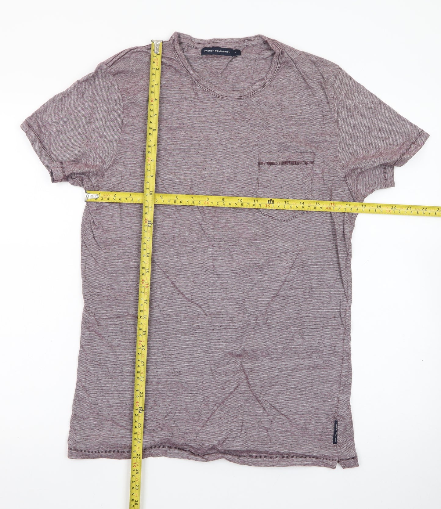 French Connection Men's Purple Marl Crew Neck Short Sleeve T-Shirt Size L