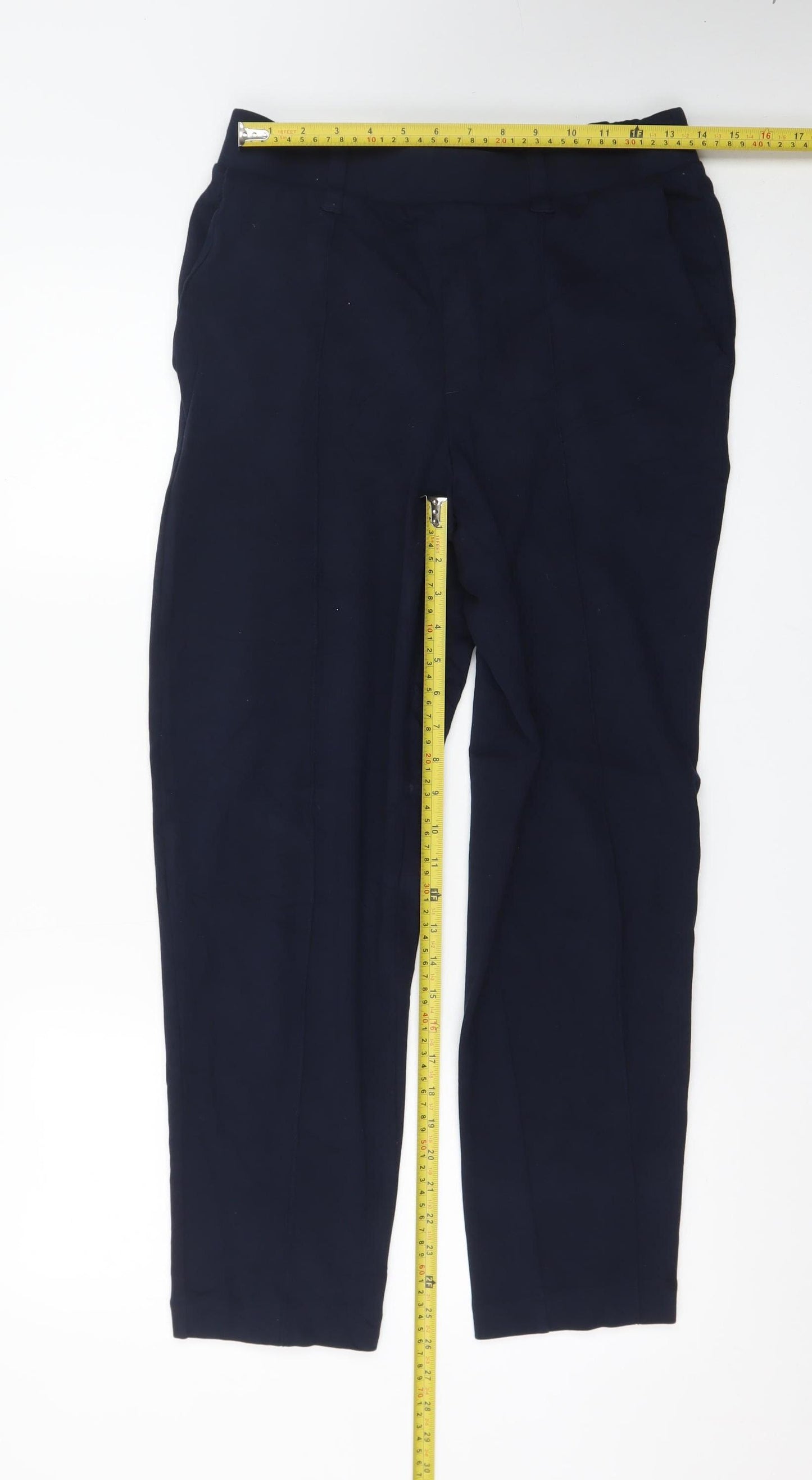 Lands' End Men's Blue Chino Trousers M Regular Fit Straight Leg