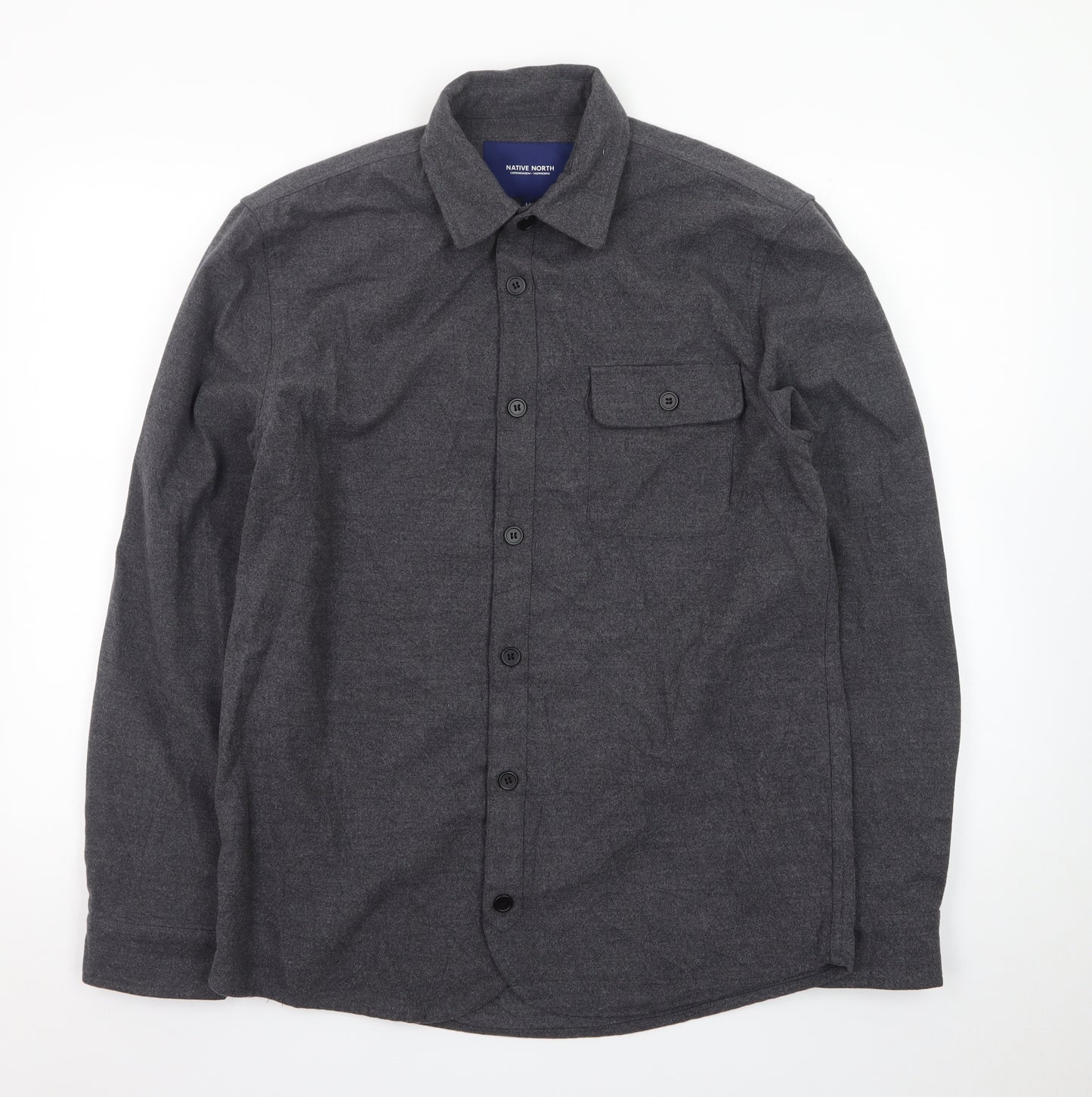 Native North Men's Grey Wool Shirt Jacket Size M Casual Flannel Style